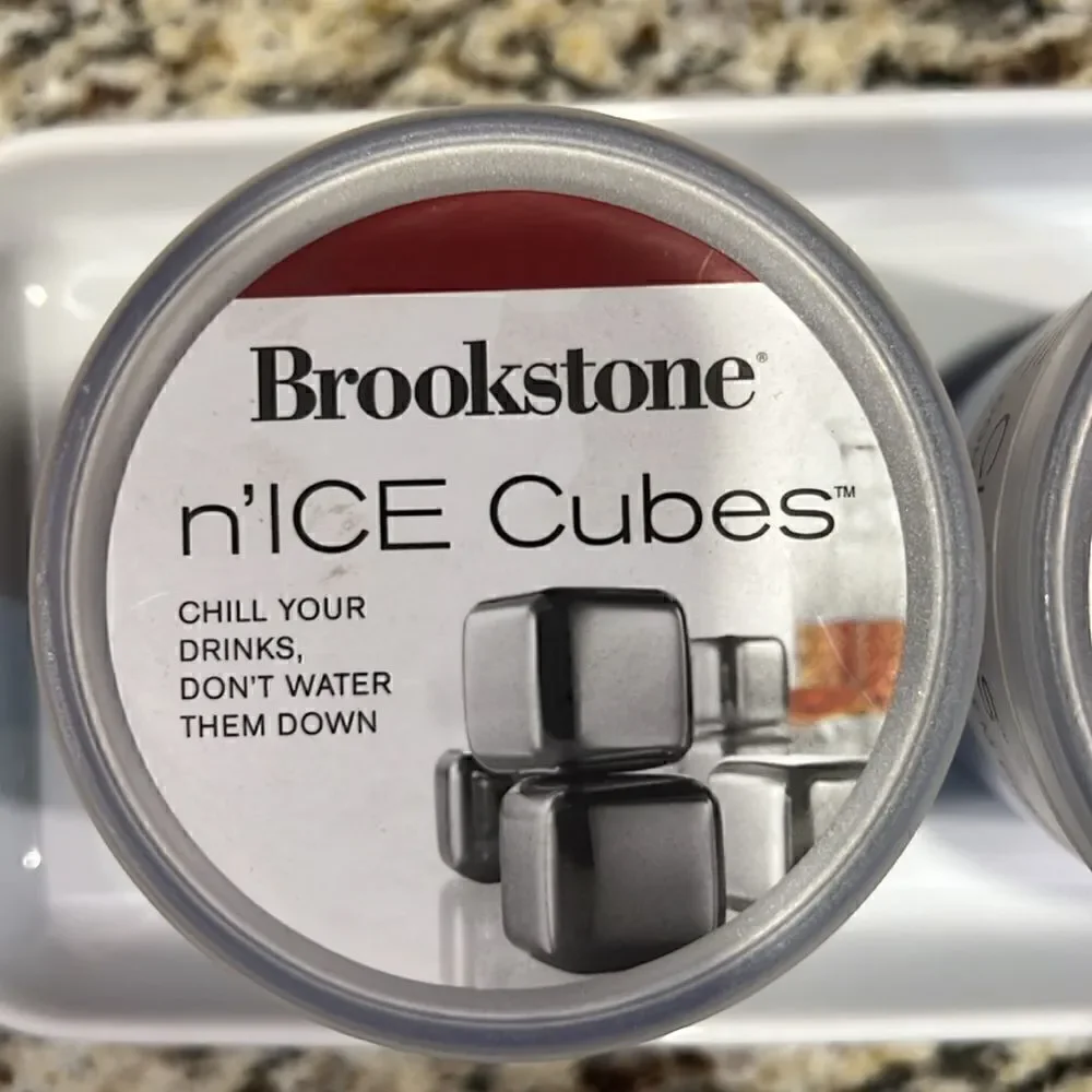 Brookstone metal n’ice cubes for drinks 6 cubes per container stainless steel